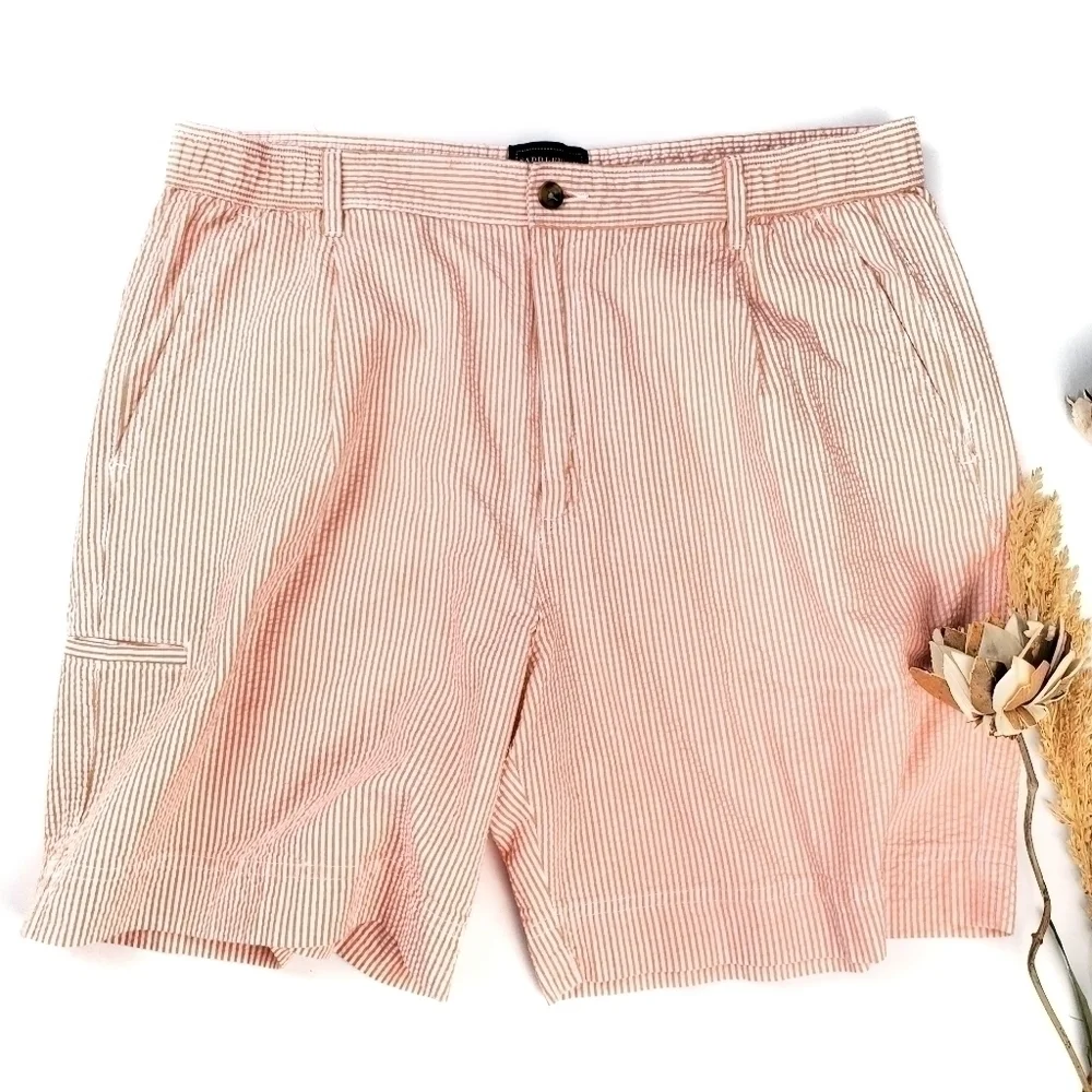 New Saddlebred Orange Wht Gingham Men's Shorts 36 - Picture 2 of 9
